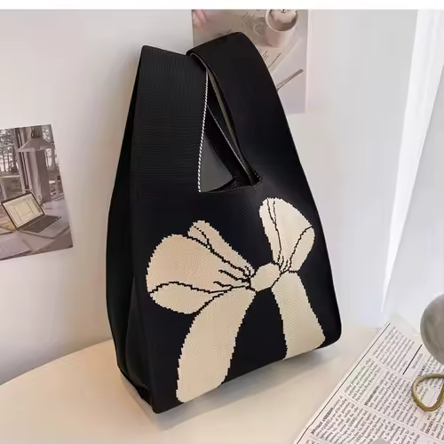 Women'S Knot Wrist Bag Handmade Knitted Bag Portable Mini Striped Tote Bucket Phone Bags Large Capacity Autumn Winter Handbags - Image 21