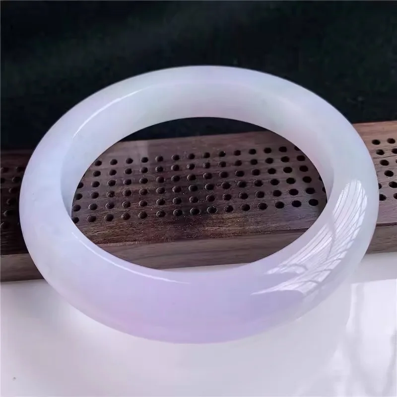 Violet , Myanmar Ice Nuo Type, with Floral Patterns, a Luxurious , Spring-Colored Jade Bangle, for Young W