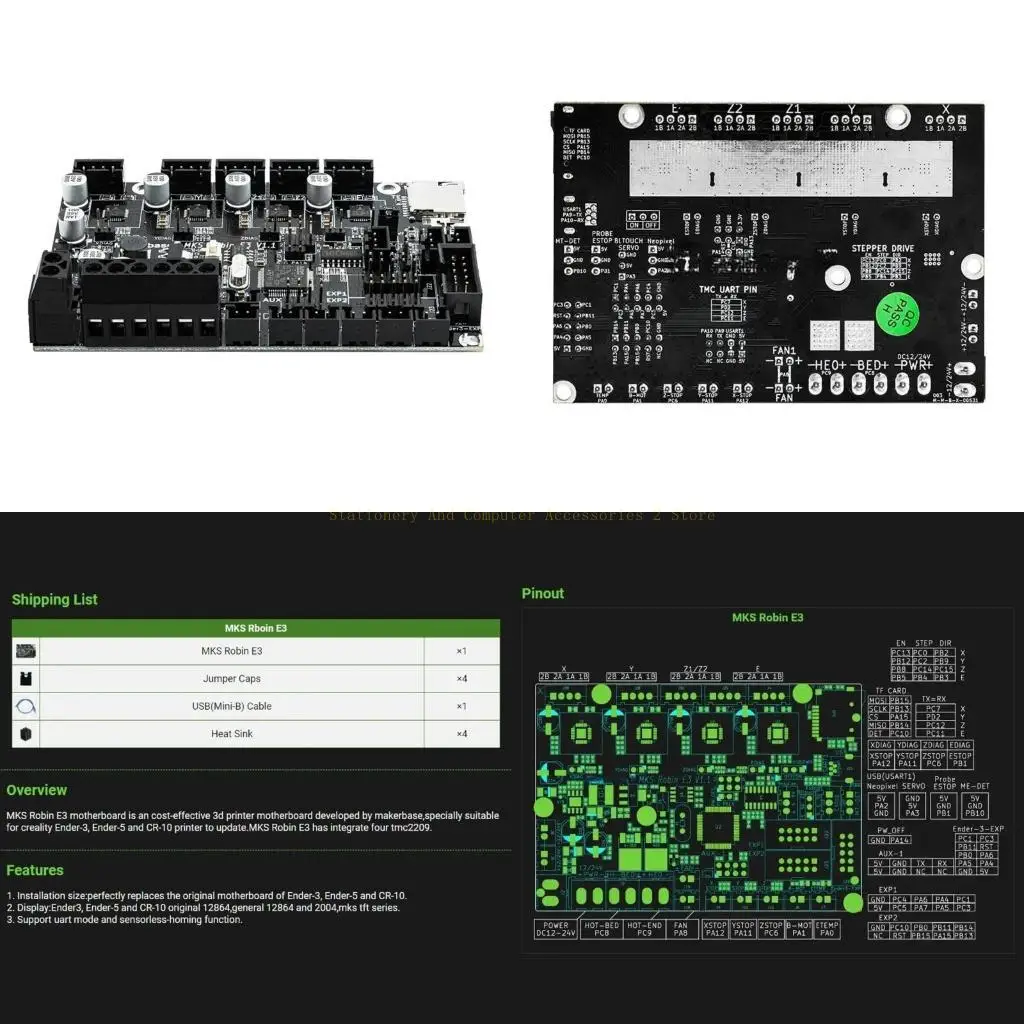 

MKS Robin E3 V1.1 Printer Main Board Onboards TMC2209 Driver Control