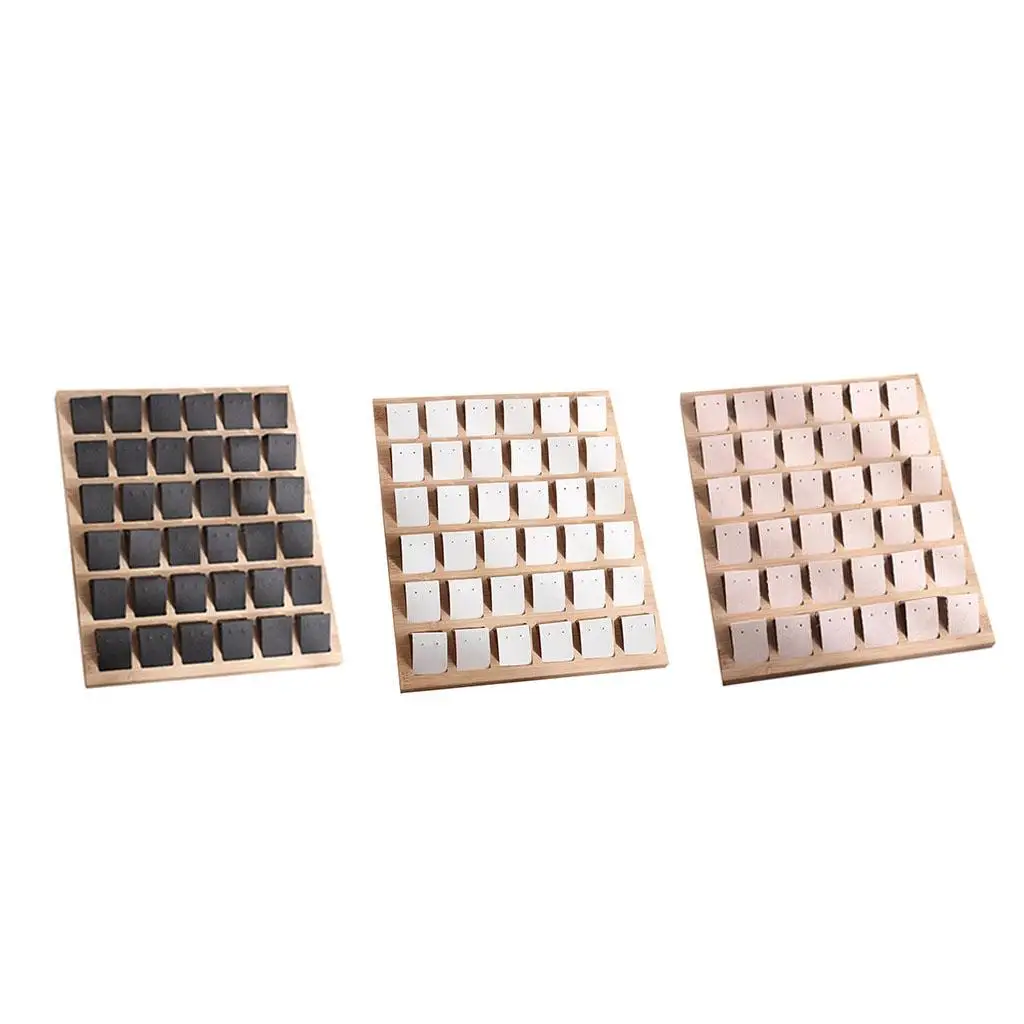 72 Holes Earrings Display Rack Bamboo Jewelry Stand Holder Organizer for Craft Show Storage