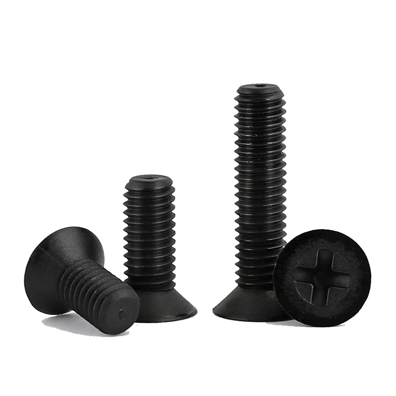 Tornillos de cabeza avellanada de nailon negro para máquina, pernos de cabeza plana Phillips de plástico, longitud: 4 ~ 40mm, piezas, M5, M2, M2.5, M3, M4, M6, 30-100