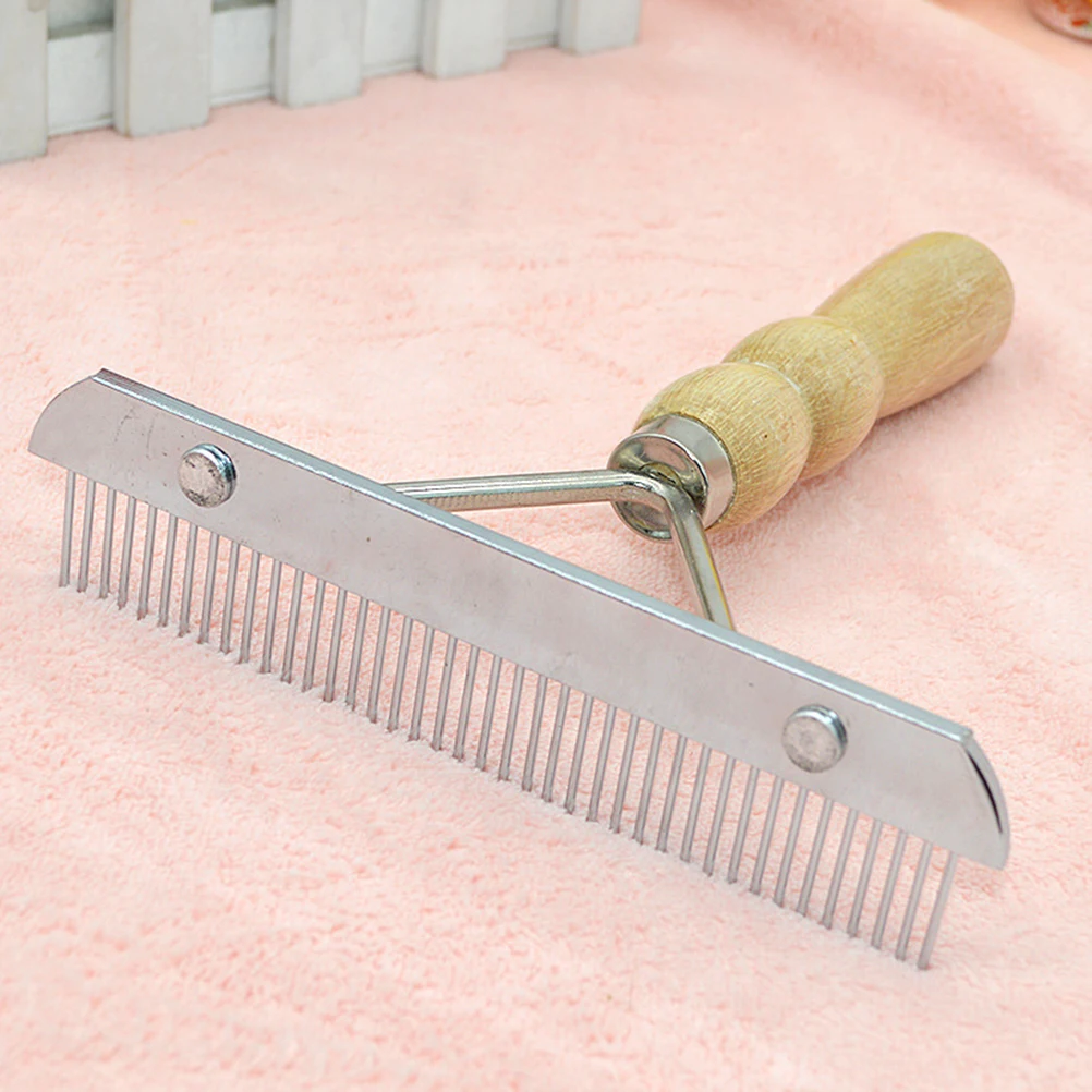 

Wooden H Pet Comb Brush for Dog Cat Grooming Scissors Curly Hair Slicker Stainless Steel Trimmer Shedding Tool