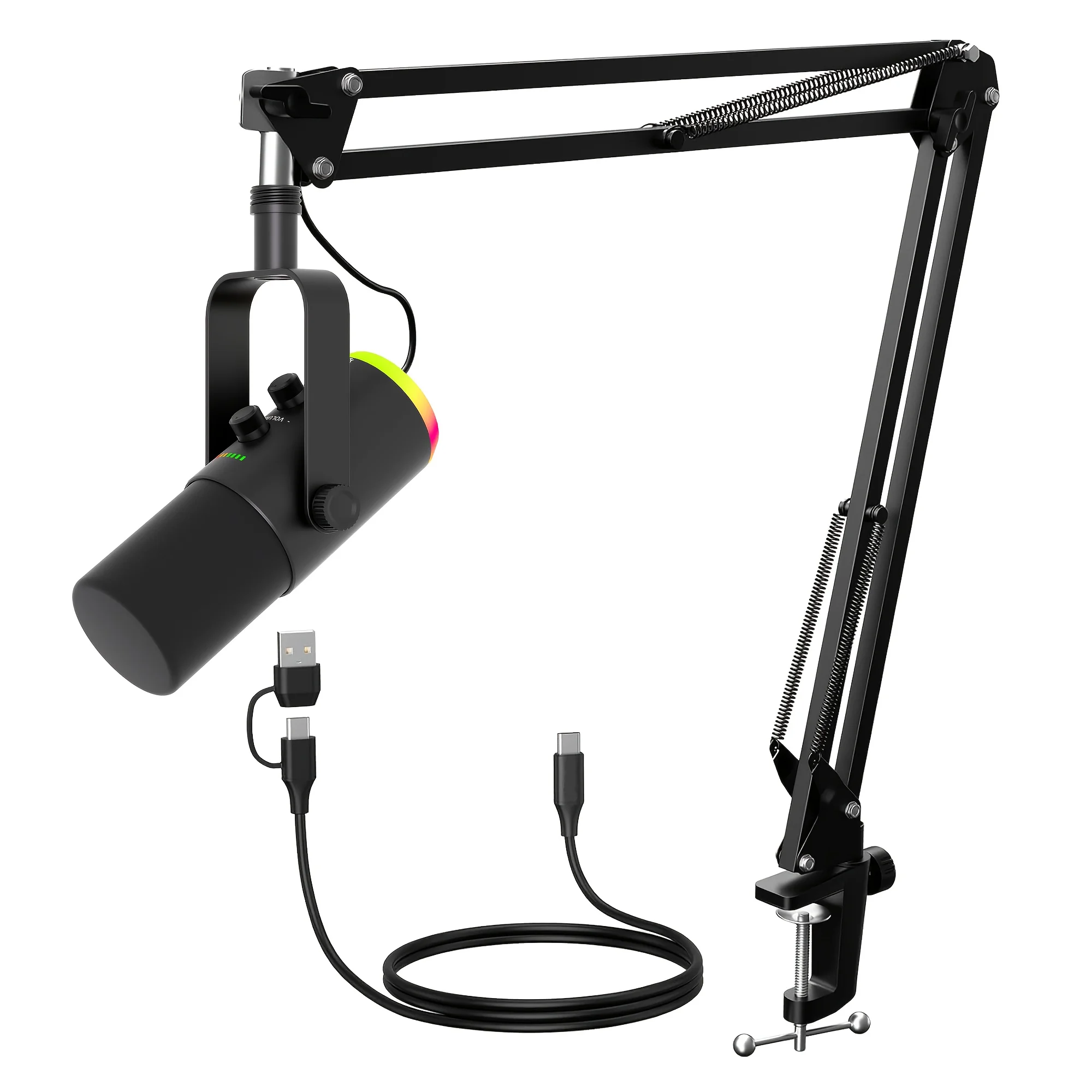 

Комплект игрового микрофона XLR/USB: динамический микрофон для ПК для стриминга и подкастинга, с программной поддержкой, кнопкой отключения звука, RGB-подсветкой.