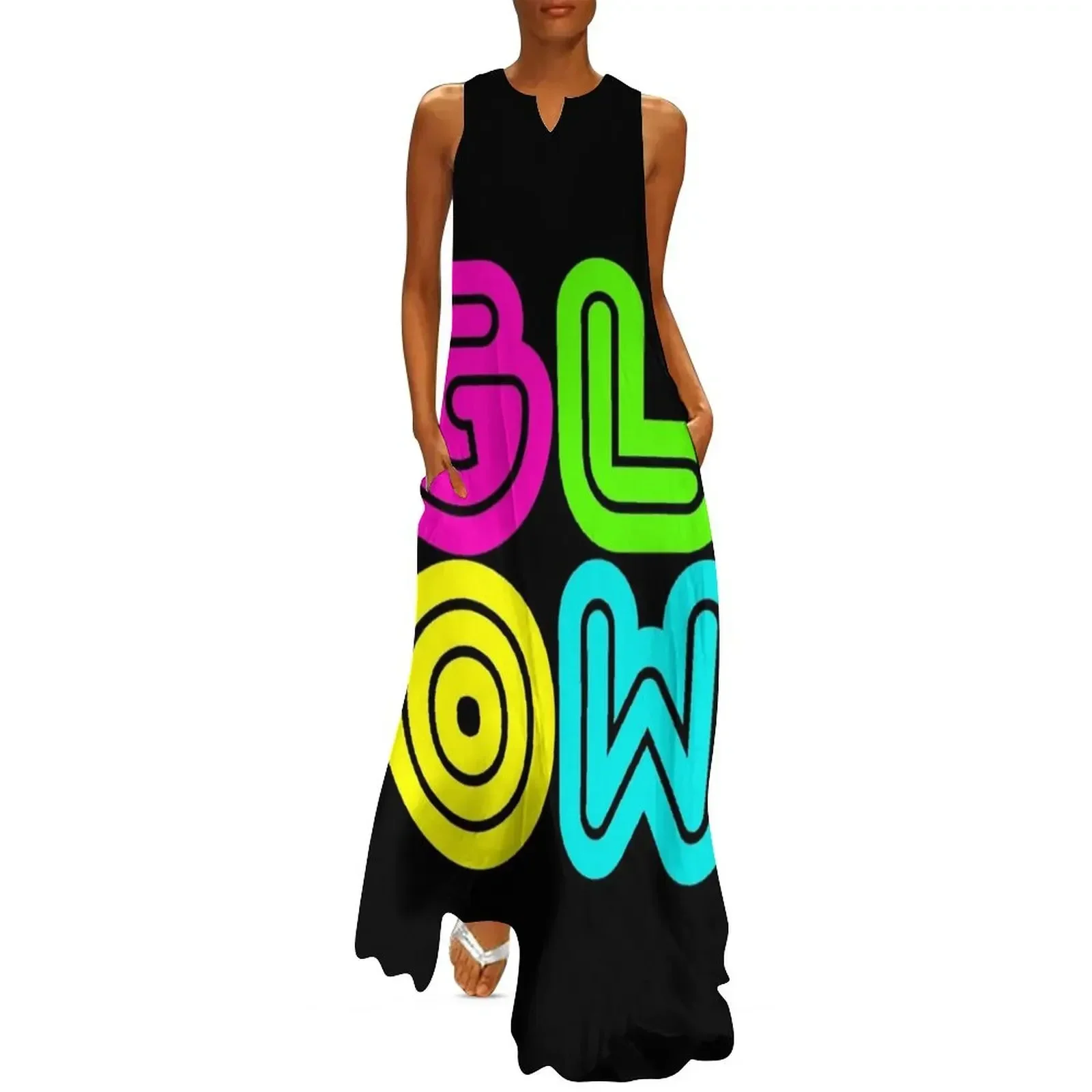 

GLOW - 80s Party Birthday design Long Dress Long dress Bridesmaid dress woman sexy birthday for women