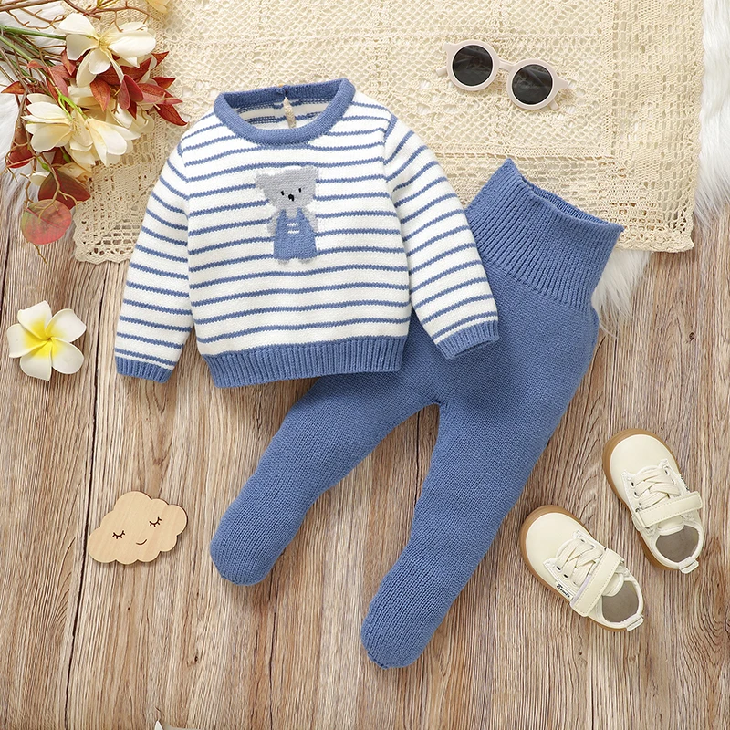 

Autumn Baby Clothes Sets Winter Casual Outwear Sweaters Shirts+Pants Infant Outwear Outfits 0-18m Toddler Boys Girls Sport Suits