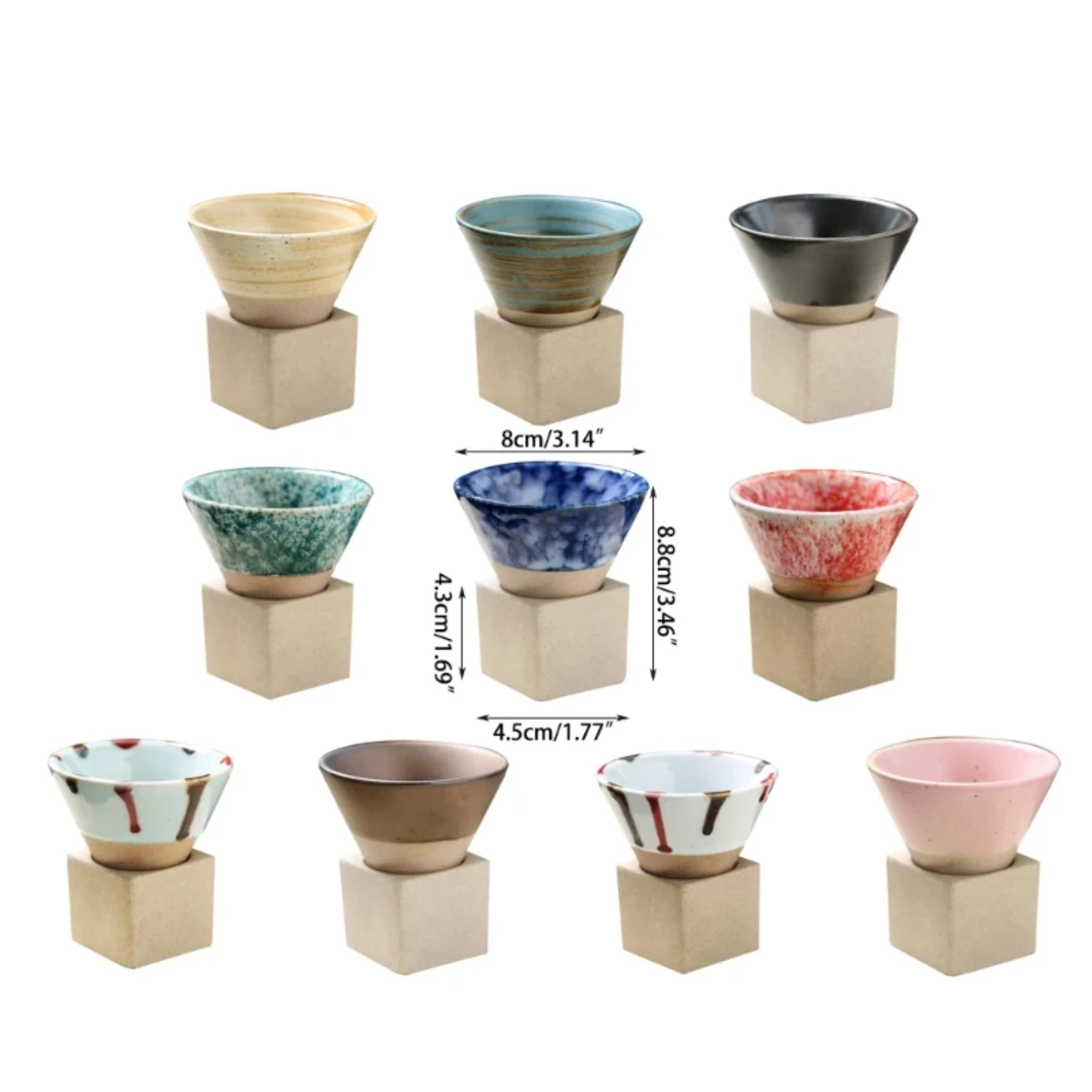 Ceramic Coffee Cups Rough Pottery Tea-Cup Japanese Latte Pull Flower Porcelain-Cup Coffee Mugs with Base  Kitchen