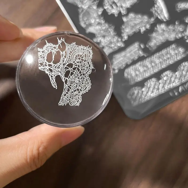 Lace Mesh Nail Art Stamping Plate Stainless Steel Floral Grid Pattern Nail Template for Salon Manicure DIY Craft