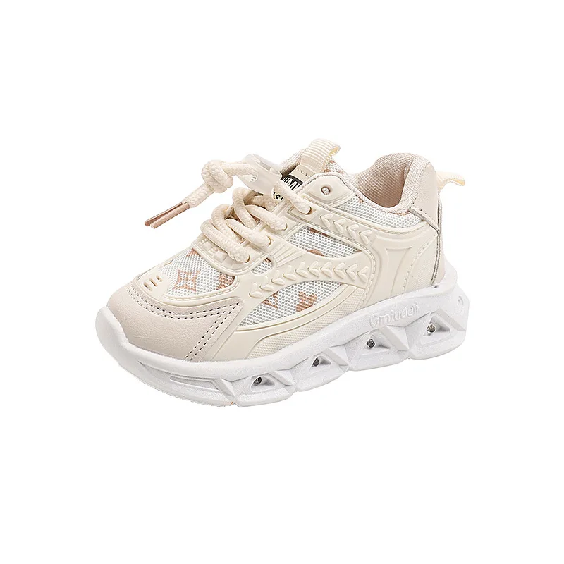 2025 LED Light Shoes Children's Letter Webbing Mesh Breathable Children 1-6 Years Old Luminous Shoes Casual Sports Shoes