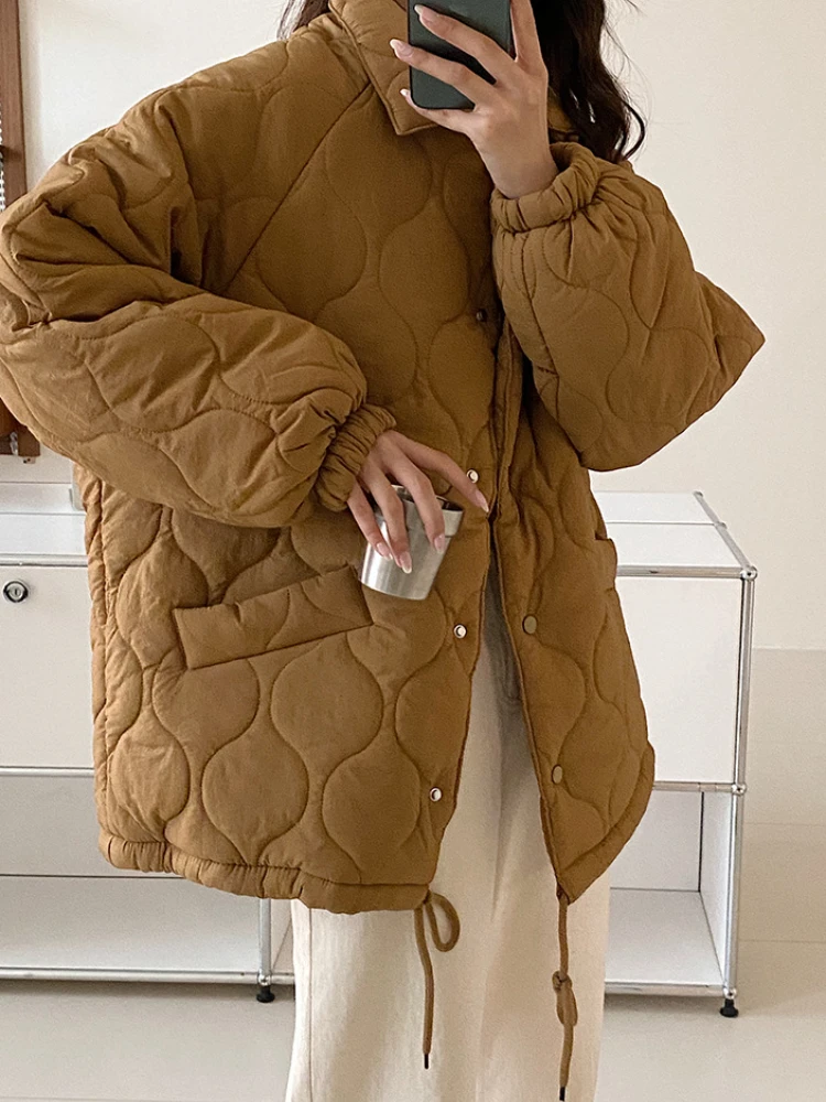 Women's Jacket Parkas Winter Dopamine Color Diamond Cotton-padded Women New Retro Coat Loose Wool Korean Fashion Clothes