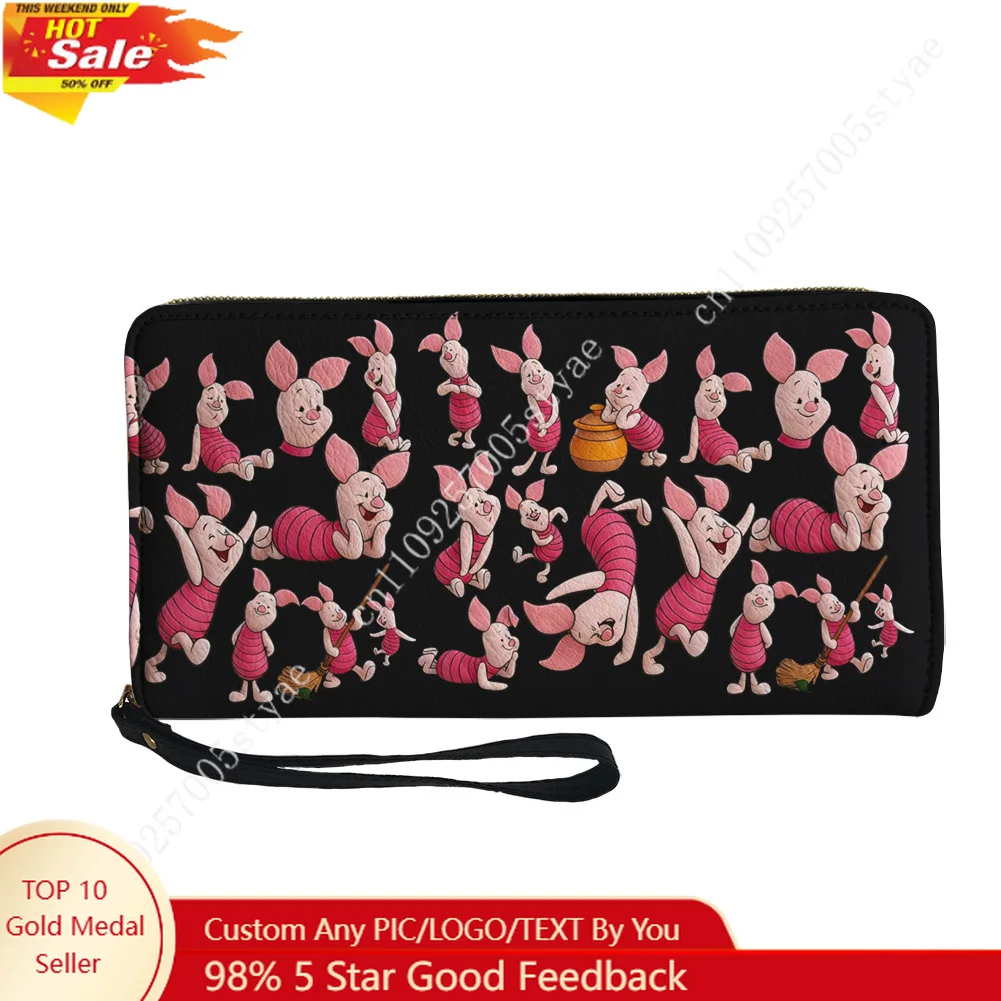 

Disney Winnie The Pooh Piglet Custom Wallet Purse Dance Moonwalk Mens Womens Zipper Long Wallets Double Print Wallet Gift Bag