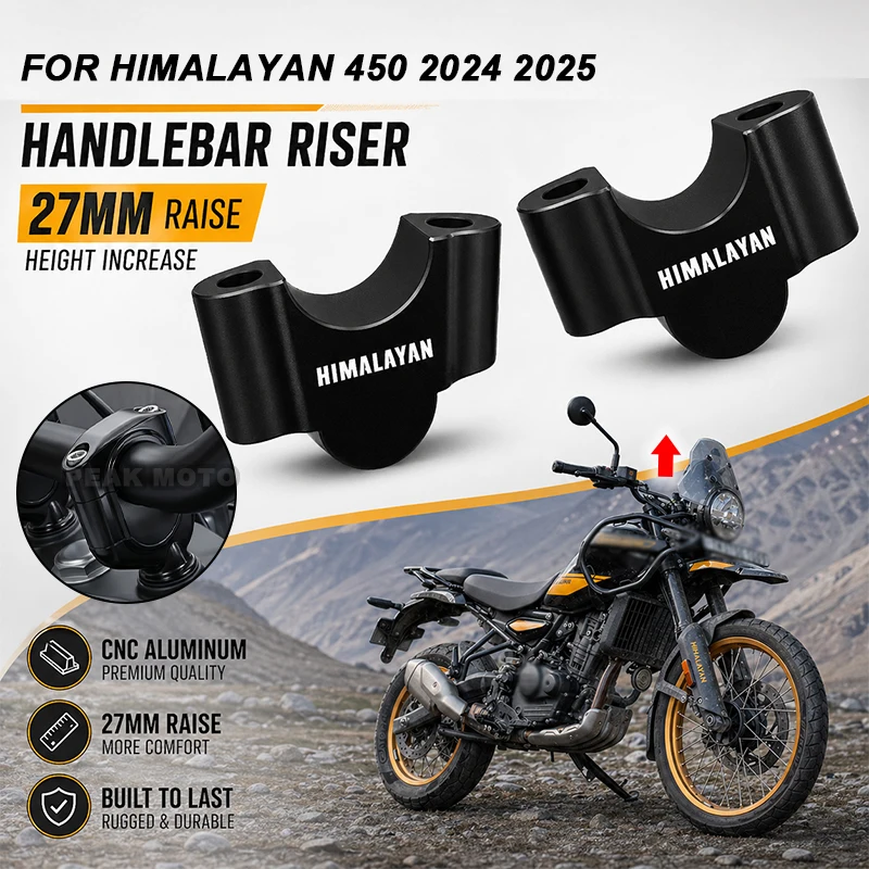 New 2026 Premium Pull-Back Handlebar Risers Handle Bar Clamp Extend Adapter For Himalayan 450 Himalayan450 2024 2025 Key Strap