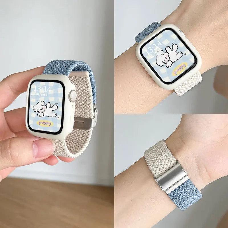 Braided Loop For Apple watch band ultra 3 49mm 45mm-40-41mm-44mm 42-46mm Nylon bracelet iWatch series 11 10 9 8 se 6 7 5 4 strap
