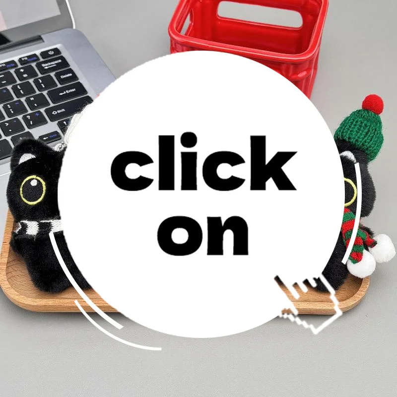 Cartoon Christmas Plush Black Cat Keychain Backpack Hanging Decoration Kawaii Soft Stuffed Doll Toy Bag Pendant Couples Gift