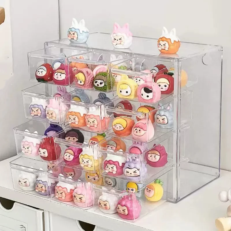 Moe Grain drawer-style display box handmade figure doll storage box transparent partitioned multi-layer Moe Grain storage box