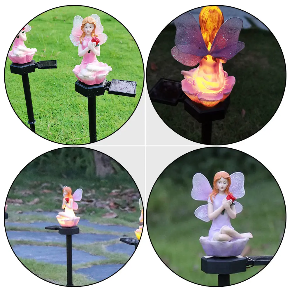

Solar Garden Lights 600mAh Rechargeable Premium Resin Solar Powered Energy Saving Waterproof Fairy Flower Landscape