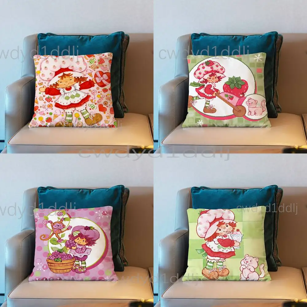 

S-Strawberry S-Shortcake Pink Pillow Case Cover Square Sofa With For Pattern Comfortable Cushion suitable Of Room