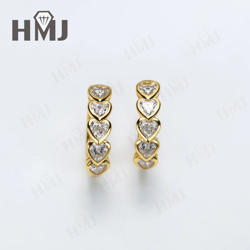 Creolen mit Diamanten, Rubin, Saphir, Smaragd, fünf Steine, Herzform, 10 Karat, 14 Karat, 18 Karat Gold, 925er Silber, Geburtstagsgeschenk, hypoallergen – Detail 7