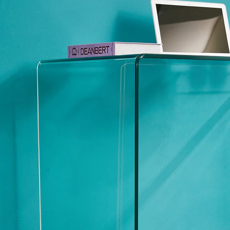 Table de maquillage en verre moderne et simple, commode de célébrité en filet minimaliste, petit bureau d'ordinateur japonais pour la maison