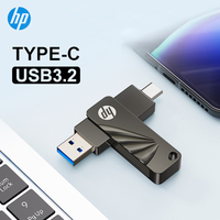 HP Type C USB Flash Drive 64GB 128GB 256GB 2 in 1 Metal Pendrive Computer Mobile Phone Dual Use Rotating Creative