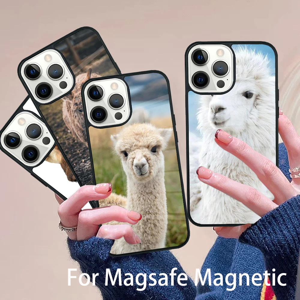 

Cute Alpaca Donkey Phone Case Magesafe Magnetic Wireless Charge Cover For IPhone 16 11 12 13 14 15 Pro Max Plus Mini