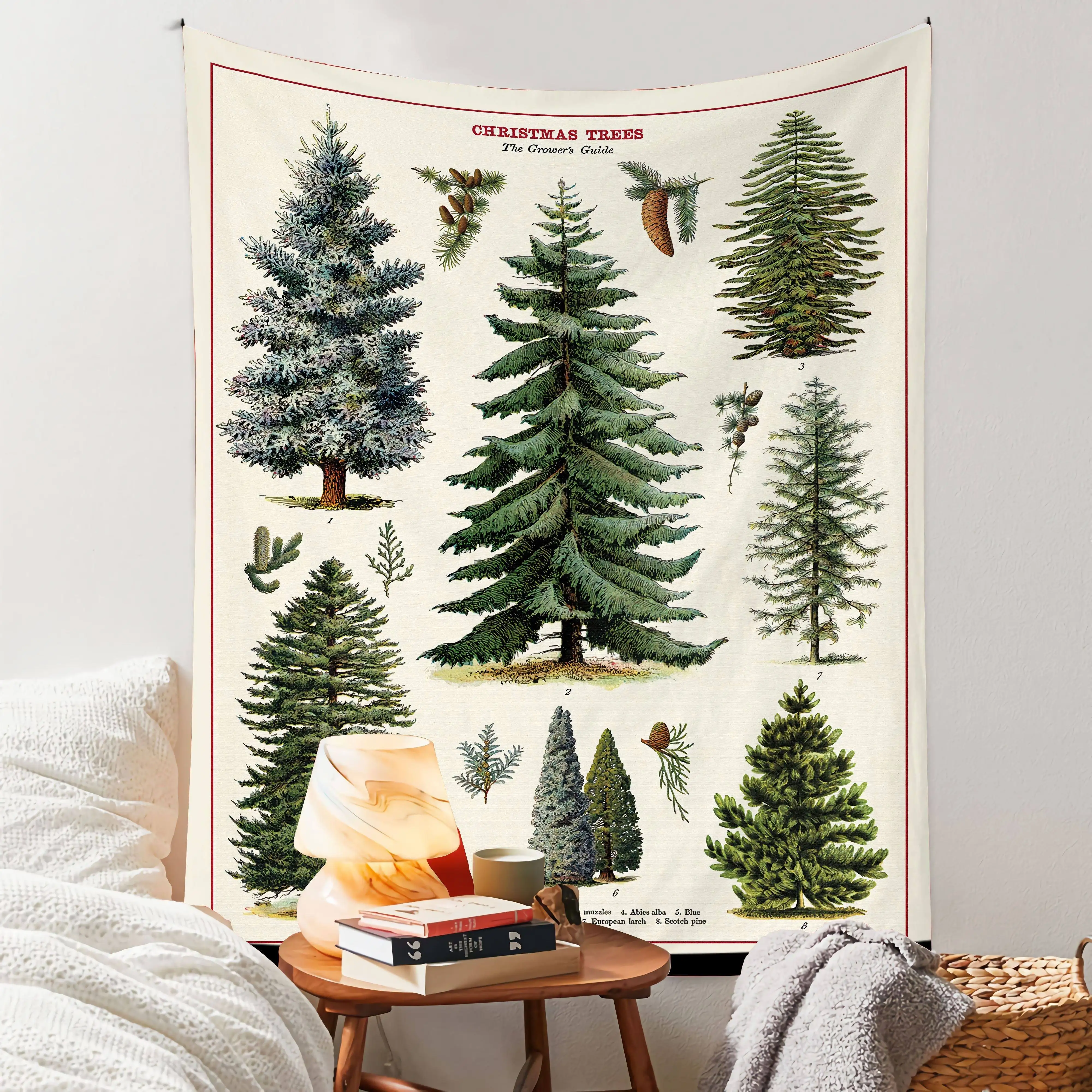 VIKAMA شجرة عيد الميلاد دليل زراعة نسيج الرجعية النباتية دليل نمط دراسة جدار ديكور عيد الميلاد تحت عنوان النبات الحلي