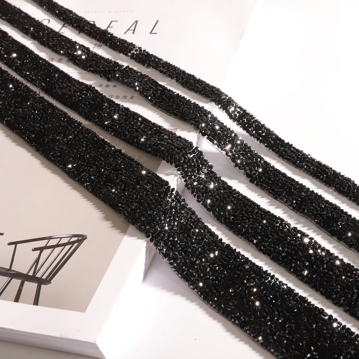 1Yard 10/15/20/30mm Glitter Rhinestone Chain Tape Trim Resin Crystal Decoration DIY Belt Garment Strass Hotfix Applique Craft