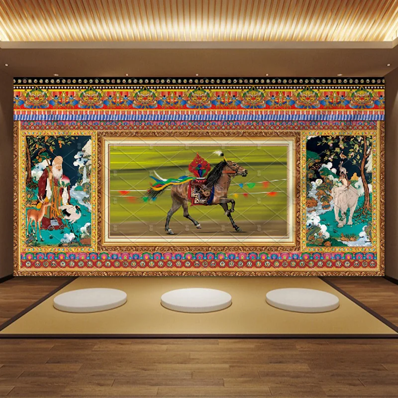Tapestry displayed in a modern living room setting
