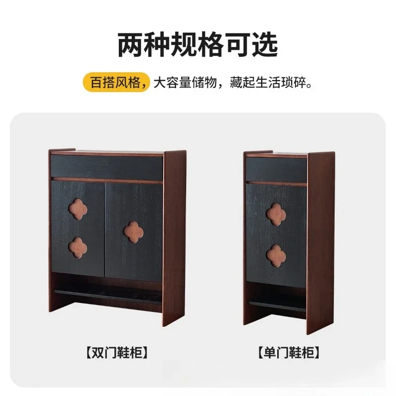 Mueble auxiliar de comedor de madera maciza de fresno retro francés, mueble de entrada en el vestíbulo, negro, almacenamiento medieval