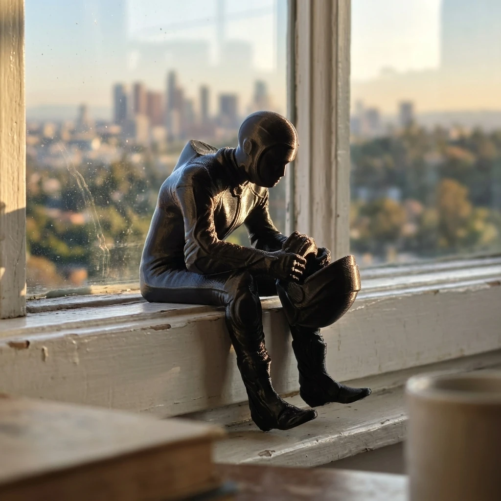 1/2 Piece Set of Black Seated Motorcyclist Figurine Holding a Helmet, Suitable for Desktop Decoration in Offices and Gaming Rooms, Cool Desktop Decoration for Car Dashboards and Desks, and a Unique Gift for Racing Enth