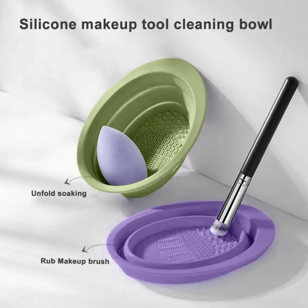 Folding Scrub Bowl Area Brush Cleaner Foldable Silicone Makeup Brush Mat Efficient Environmentally Easy to Use Scrub for Area