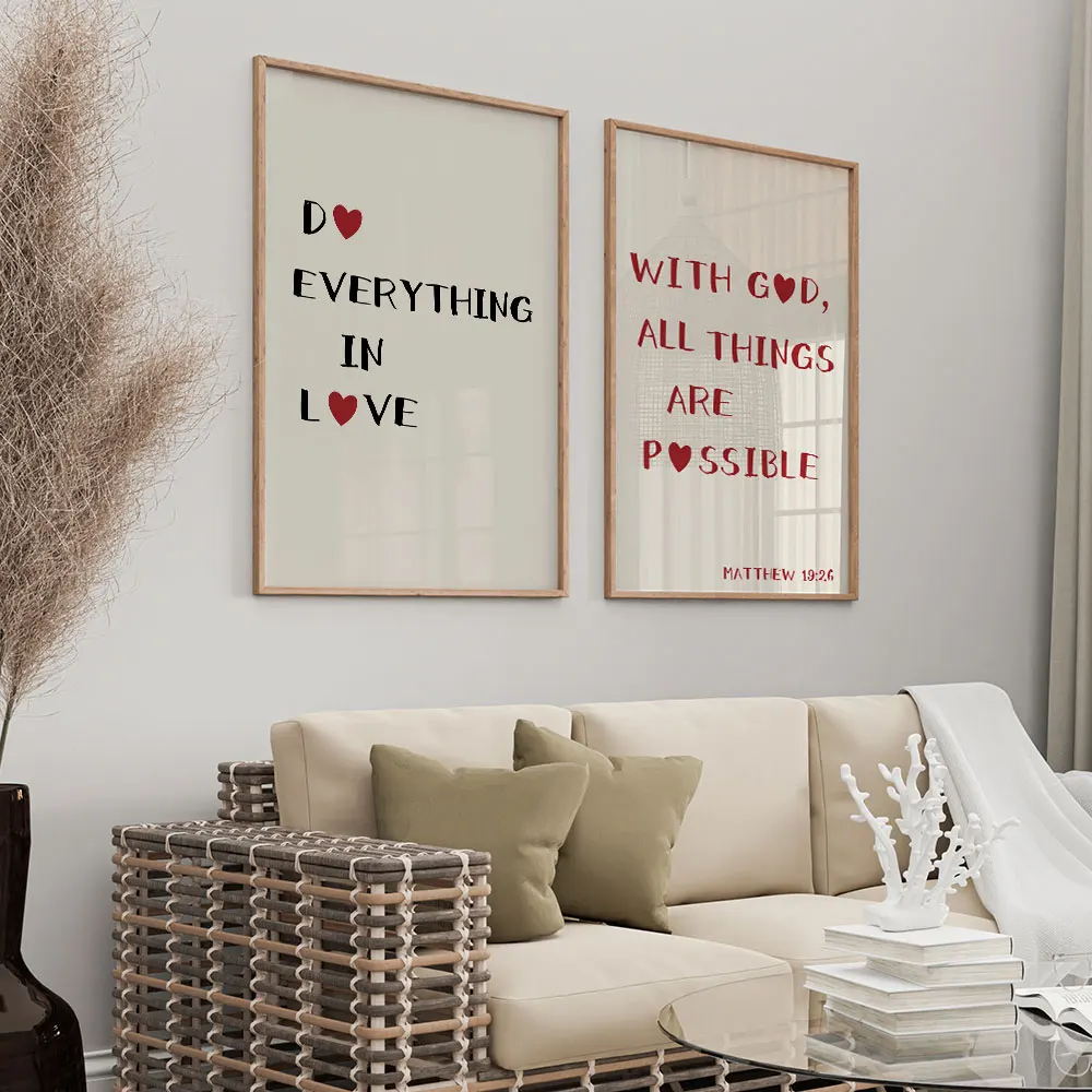 Do Everything In Love Wall arts Wish God All Thing Are Possible Art Posters Modern Wall Prints Living Room Decor No Frame