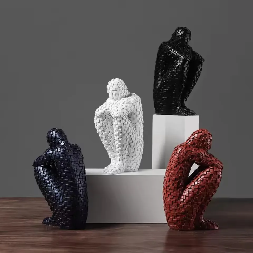 Room Decor Mosaic Character Model Sculpture Resin Thinker Art Crafts Decoration Figurine for Living Room Home Ornaments Gift