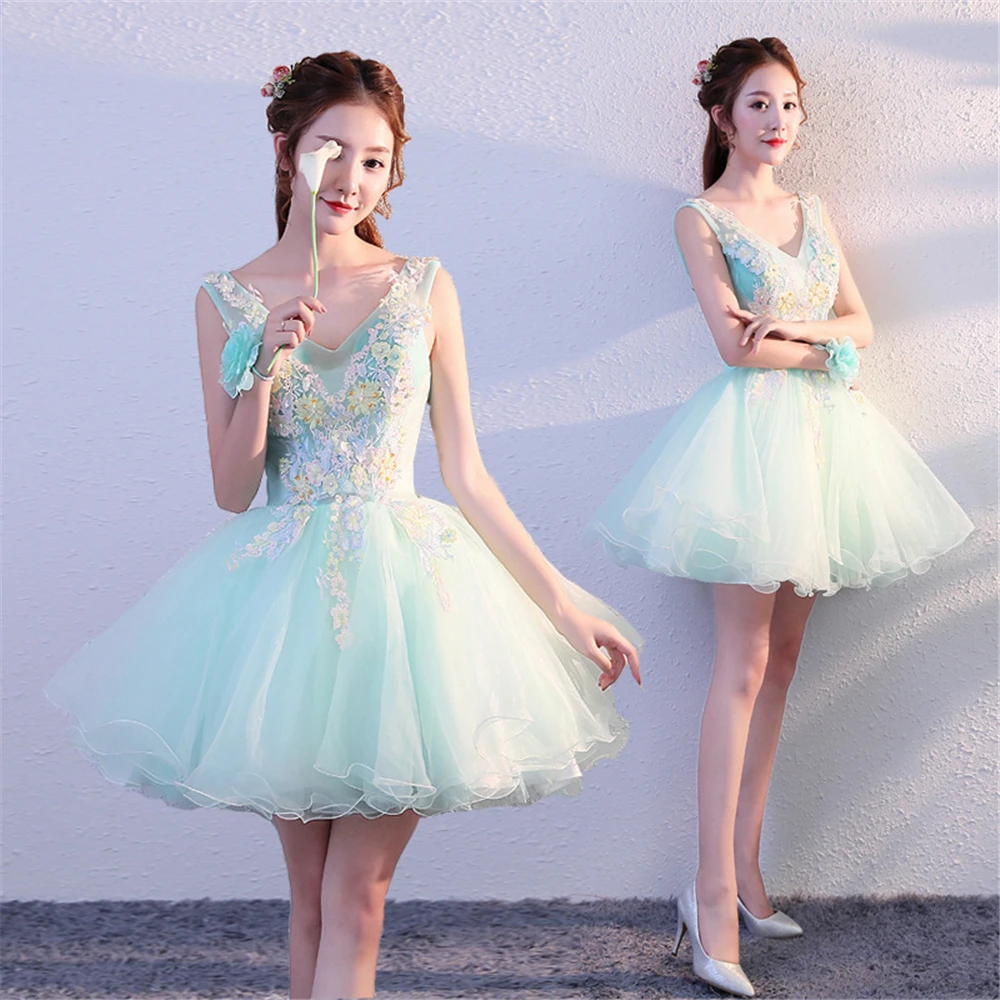 

Элегантное короткое платье для встречи выпускников с v-образным вырезом 2025, мини-коктейльное платье из органзы для дня рождения, выпускного вечера, платье Hoco BM314