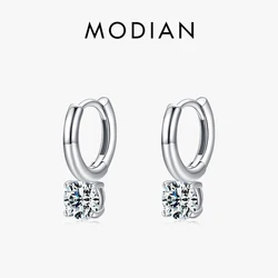 Modian Real 925 Sterling Silver Sparkling Zirconia Hoop Earrings For Women Original Luxury Brand Fine Jewelry Engagement Gifts