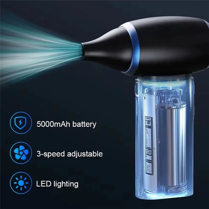 ABUG-Multipurpose Jet Fan Jet Dry Blower 3 Speeds Leaf Blower Cordless For Cars Computer Keyboards And Outdoor Use