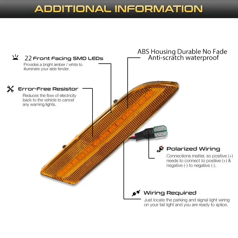 لكرايسلر كروس فاير 2004-2008 LED أضواء العلامات الجانبية ، المصد الأمامي الخلفي بدوره إشارة أضواء وقوف السيارات 12 فولت