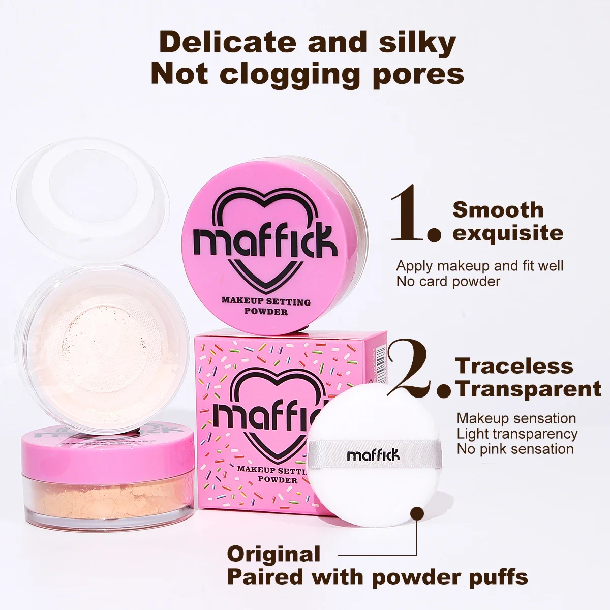 Heart Loose Powder for Girls, Vitality Skin, Softening Air Powder, Oil Control, Sweatproof, Waterproof Makeup Powder