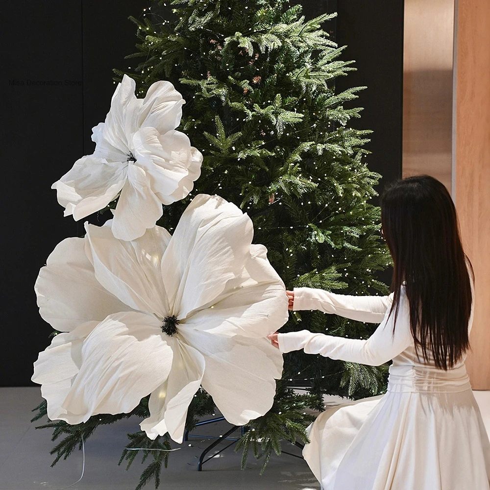 

Giant Artificial Flowers Christmas Tree Decorations Paper Handmade Flower Wedding Xmas Ornaments Garden Decoration Home Decor