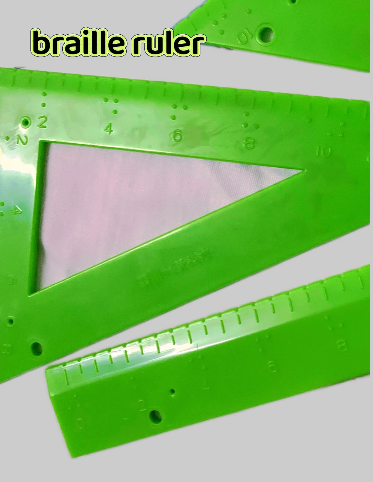 Picture 3: Braille Rulers Measure for the Blindman Sightless Stationary Plastic Visually Impaired Drawing Tools Setsquare Protractor Ruler