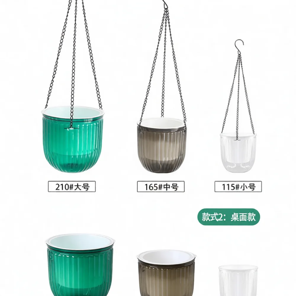 Transparent Hanging Flower Pot Lazy Self Watering Resin Planter Modern Decorative Basin For Home Garden Plant Growth