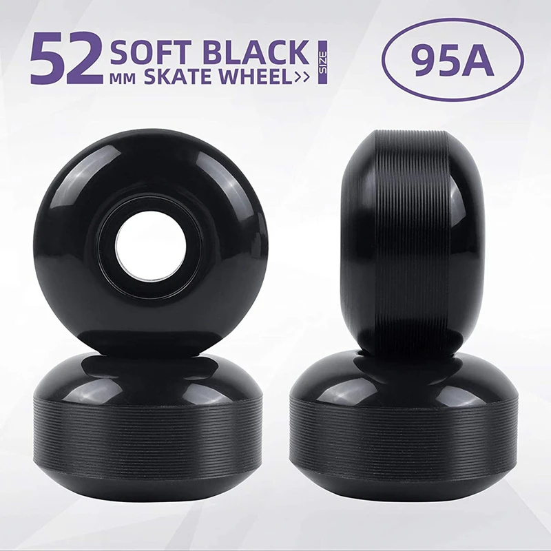 Set di ruote per camion da skateboard da 5 pollici: cuscinetti per ruote da skateboard morbidi da 52 mm, parti di skateboard, strumento per skateboard, cuscinetti