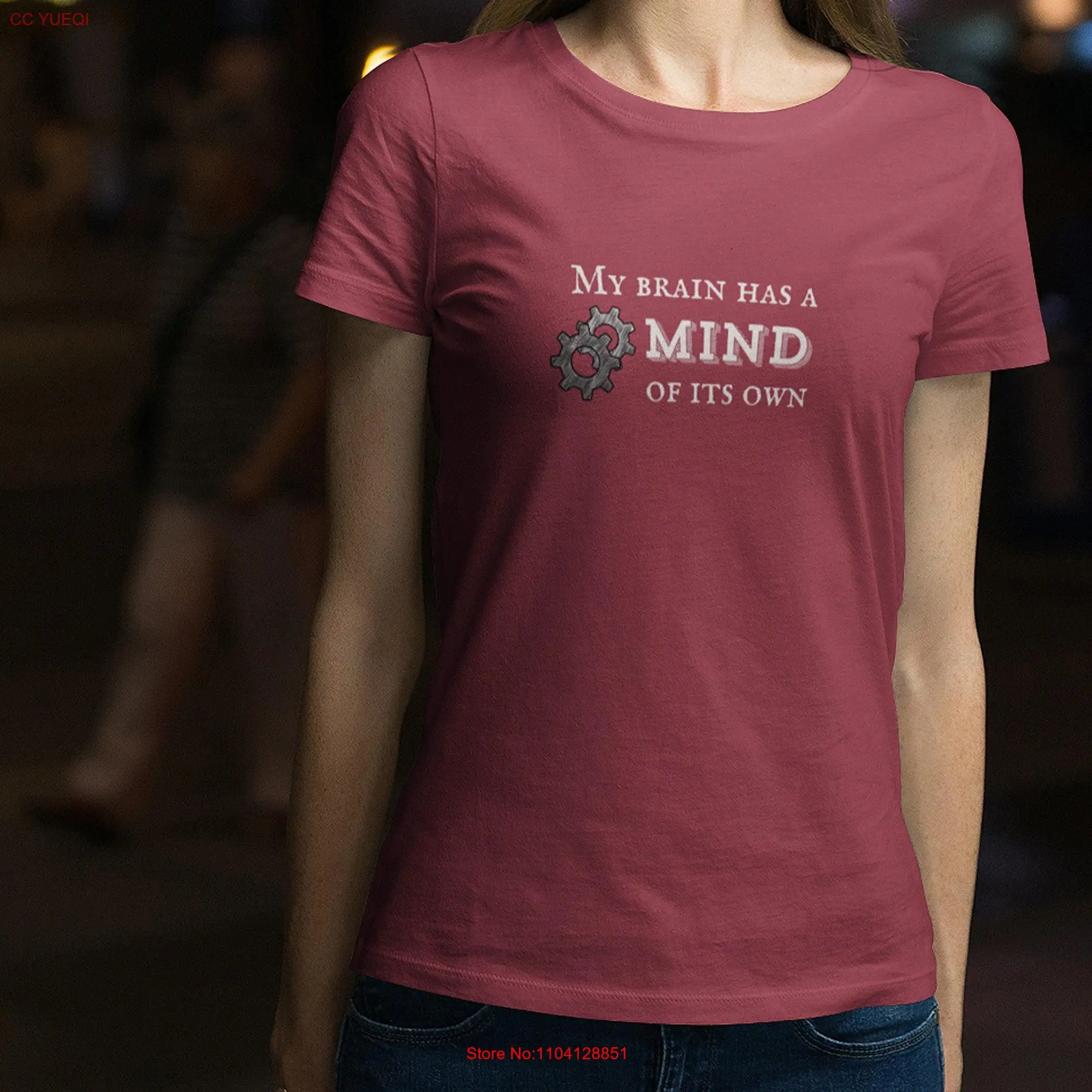 My brain has a mind of its own Comfy Cotton T shirt intelligent tee SmarT Minimalist Funny Saying 8 Dark Colors