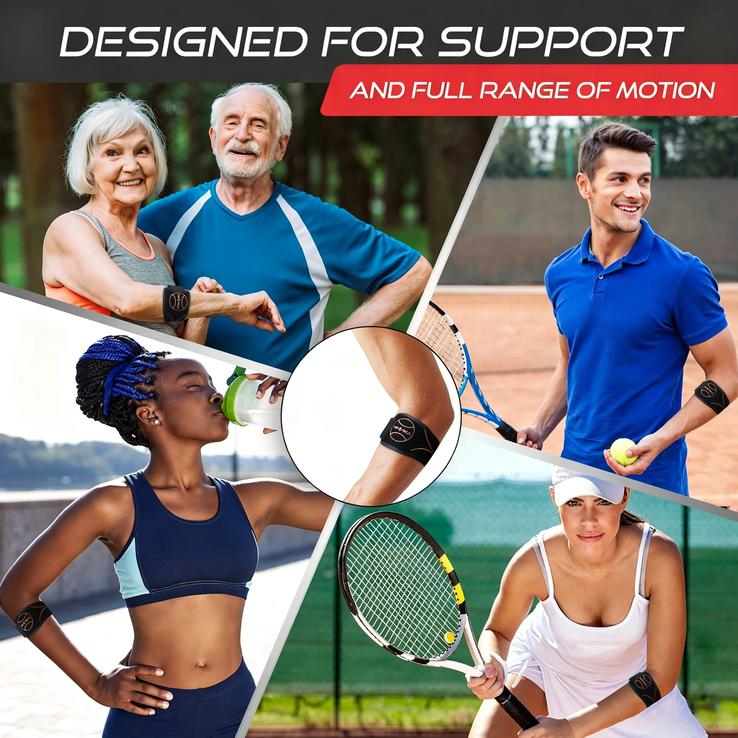 NEENCA Tennis Elbow Brace Adjustable Golfers & Tennis Elbow Strap for Men Women Tendonitis Pain Relief Support for Sports view 5