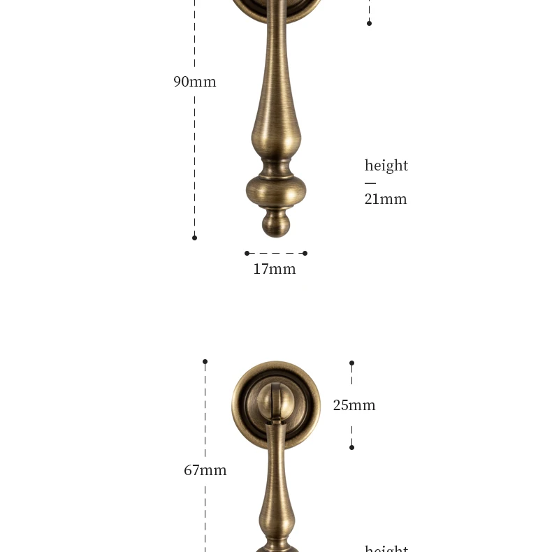 Brushed antique brass furniture handle 20
