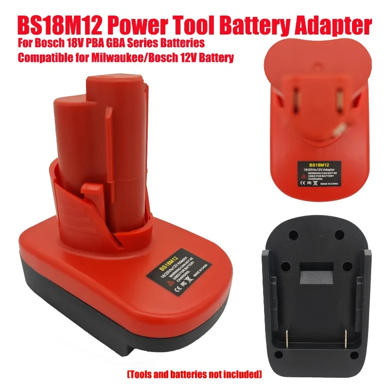 

HAKSINKY BS18M12 Power Tool Battery Adapter for Bosch 18V PBA GBA Series Batteries Compatible for Milwaukee/Bosch 12V Battery