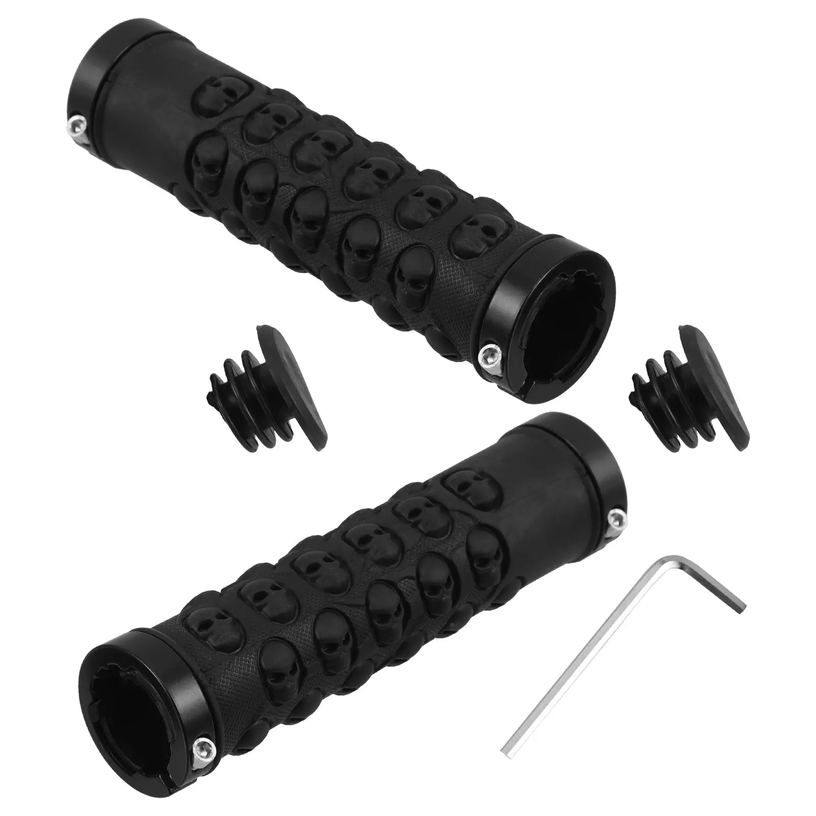 

2pcs Skull Design Mountain Bike Handlebar Grips Anti-Slip Bicycle Replacement Handle Grips Shock Absorption Offroad Cycling