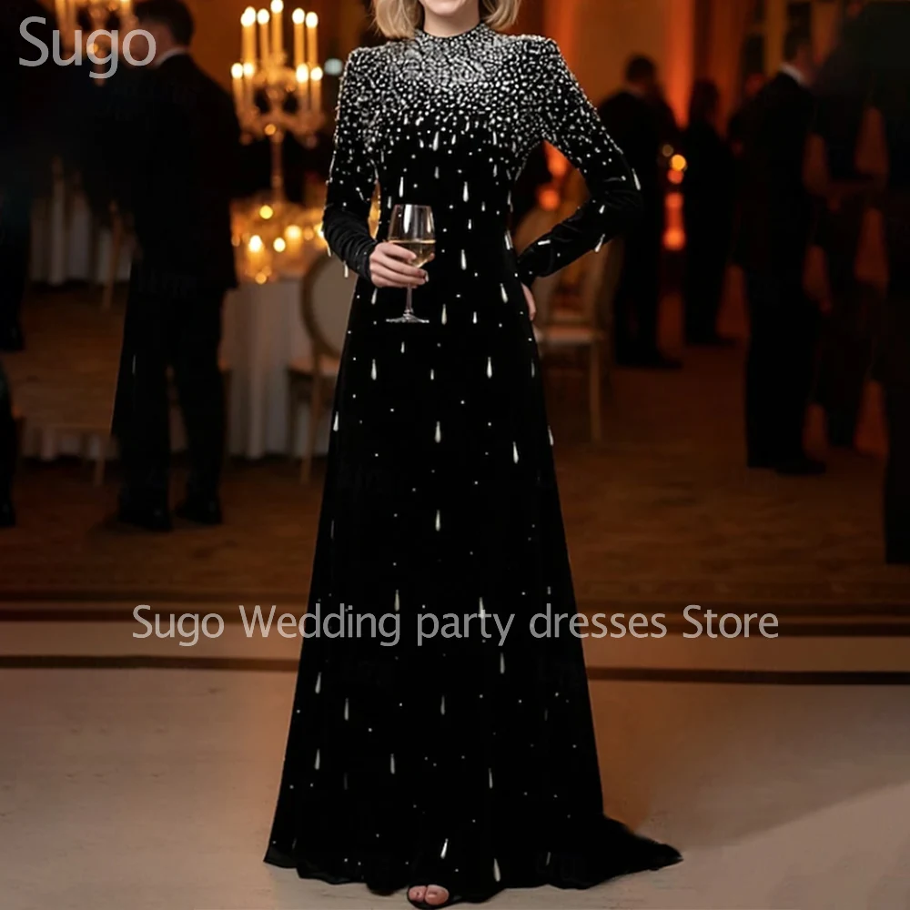 

Customized Luxury Beads Long Evening Dresses for Special Occasions Floor-Length Sweep Train Women Prom Party Gala Gowns 2026