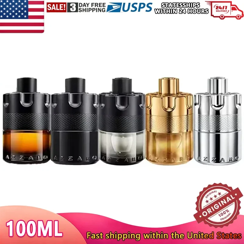 100ml Eau De Parfum Spray French Original Luxury Perfumes Cologne for Men Pheromones Perfume Attract Women Azzaro Wanted Series