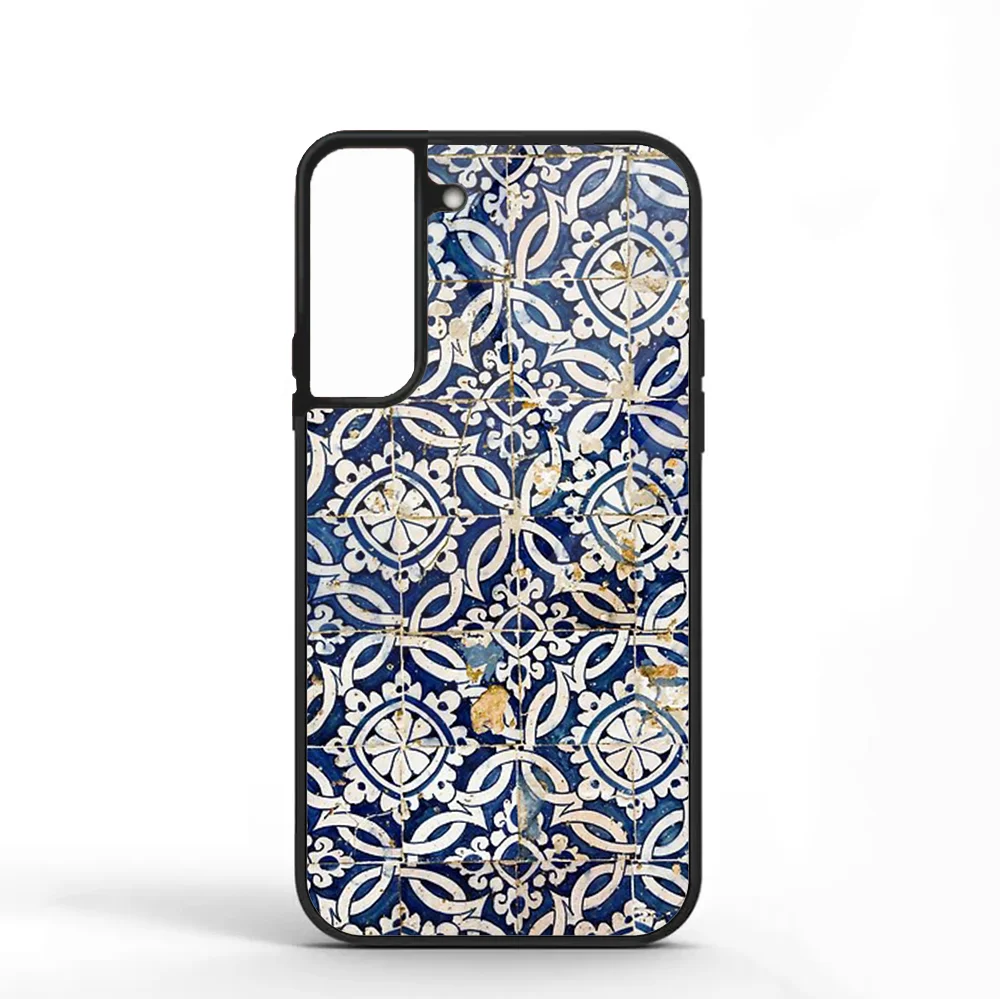 Portuguese Glazed Tiles Phone Case For Samsung S10 S20 S21 S22 S24 S30 Plus ULTRA Mirror Acrylic Cover