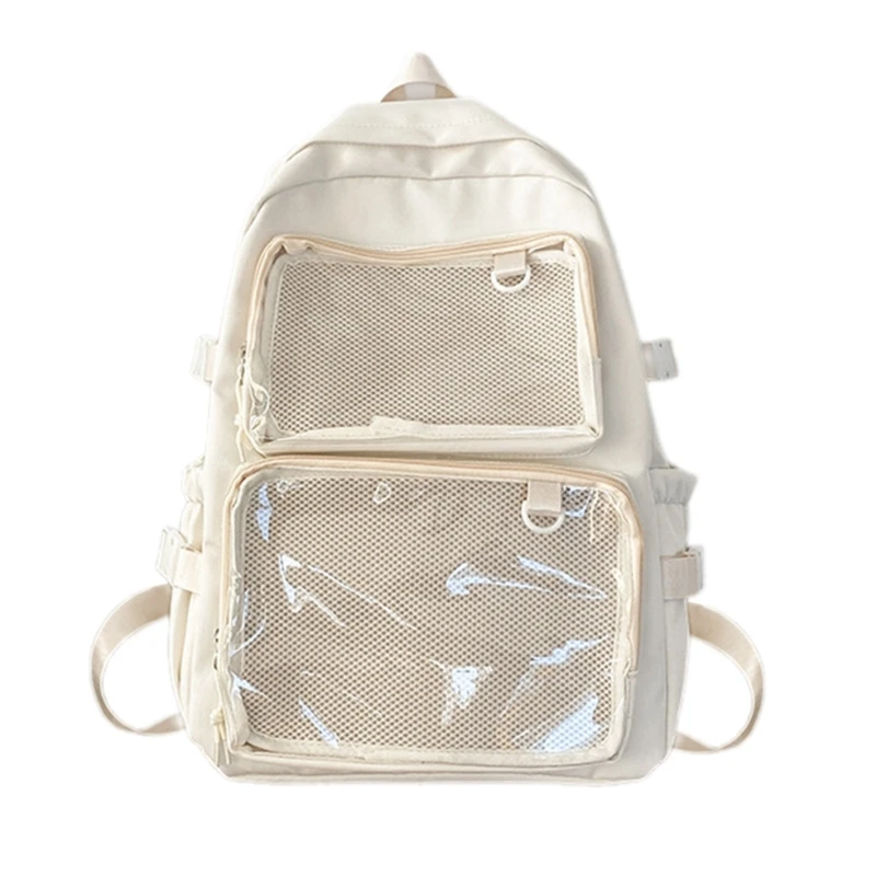 E74B Japanese Styles Backpack for Girl Itabag Backpack with Clear Window Student School Backpack Large Capacity Backpack